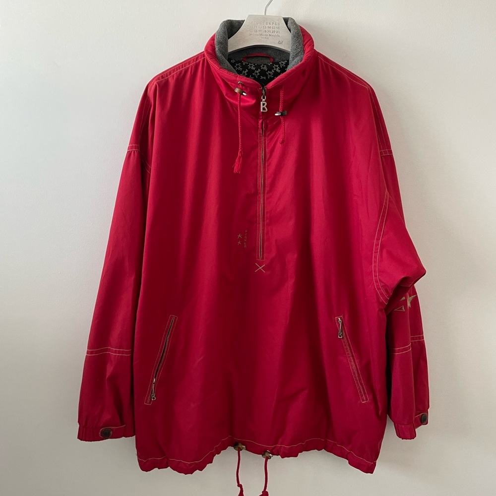 VTG Bogner Ski Pullover Softshell Parka Quarter Zip Red Men’s L 46 Insulated Emb